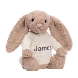 Bashful Beige Bunny with Personalised Cream Jumper
