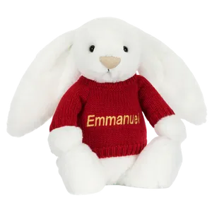 Bashful Luxe Bunny Luna with Personalised Red Jumper
