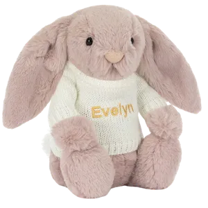 Bashful Luxe Bunny Rosa with Personalised Cream Jumper