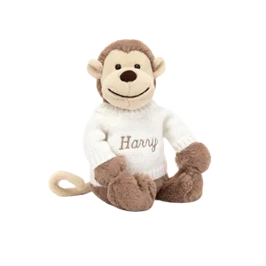 Bashful Monkey with Personalised Cream Jumper