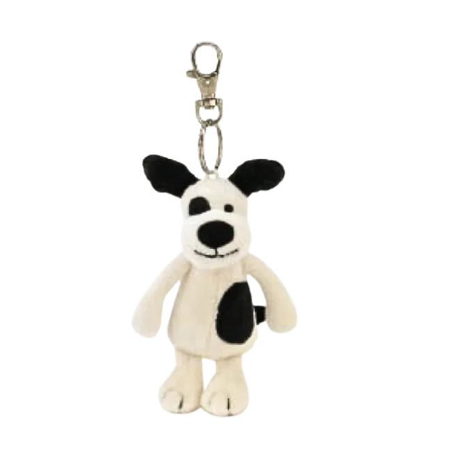Bashful Black & Cream Puppy Keyring